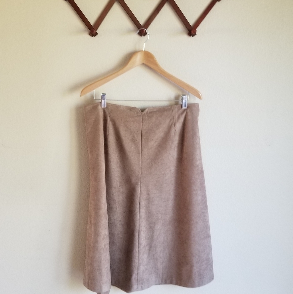 Vintage Suede Midi Career Office Business Skirt